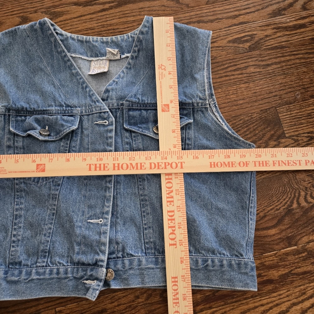Sugar Blues 100% Cotton Vintage Jean Trucker Vest Womens Sz Large EUC - Picture 7 of 7